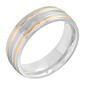 Mens Gentlemen's Classics&#8482; Stainless Steel Two-Tone Wedding Band - image 2