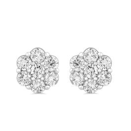 Nova Star&#174; Sterling Silver Lab Grown Diamond Flower Earrings