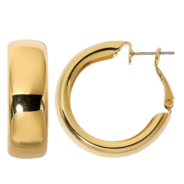 Design Collection Gold Plated Wide Tub Hoop Earrings - image 