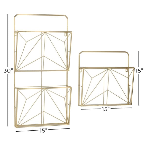 9th & Pike&#174; Geometric Gold Metal Wall Mail Organizer - Set of 2