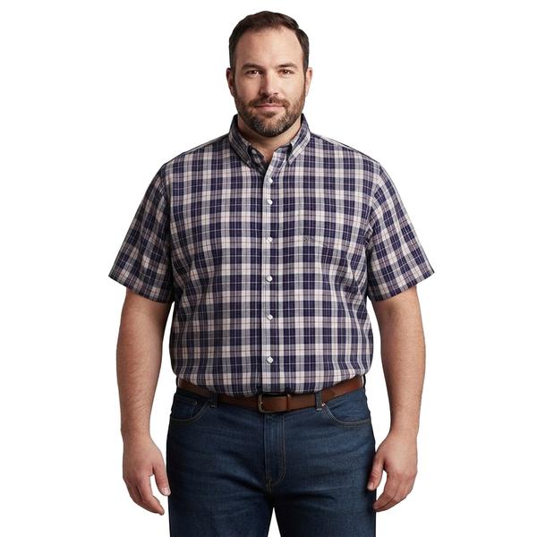 Mens Big & Tall Architect(R) Plaid Button Down Shirt-Insignia Blue - image 