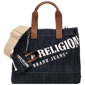 True Religion Medium Logo Denim Tote w/ Dangle Charm - image 1