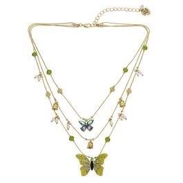 Betsey Johnson Butterfly Layered Chain Necklace
