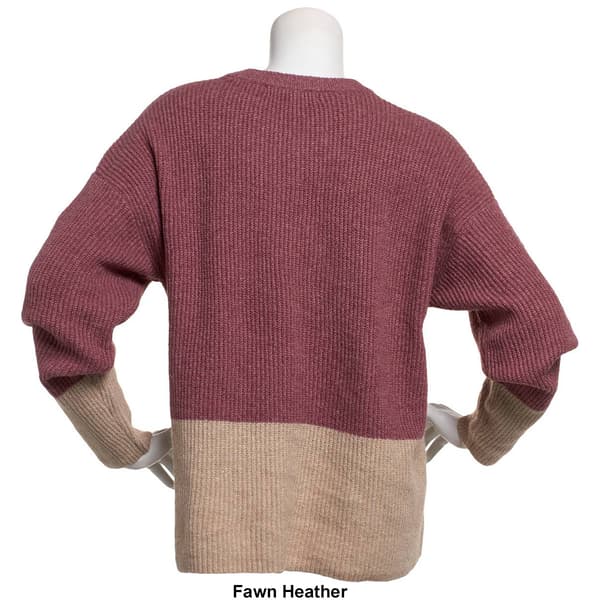 Womens 89th &amp; Madison Long Sleeve Color Block Sweater