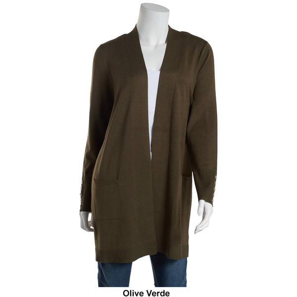 Plus Size 89th & Madison Long Sleeve Button Cuff Solid Cardigan