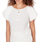 Womens Hearts of Palm Bloom Service Flutter Sleeve Crinkle Blouse - image 5