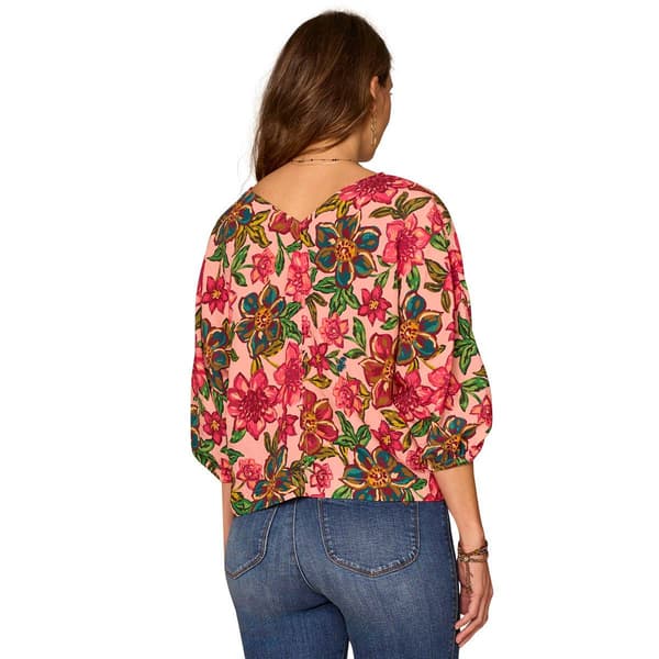 Womens Democracy 3/4 Kimono Sleeve Floral Blouse