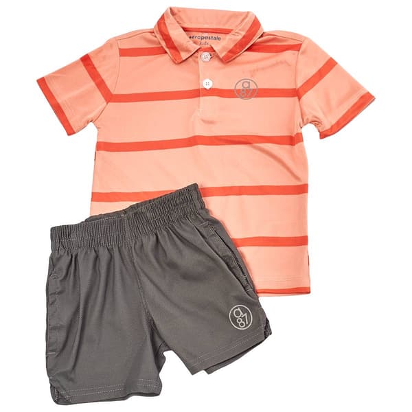 Toddler Boy Aeropostale Polo Shirt And Shorts - Peach - image 