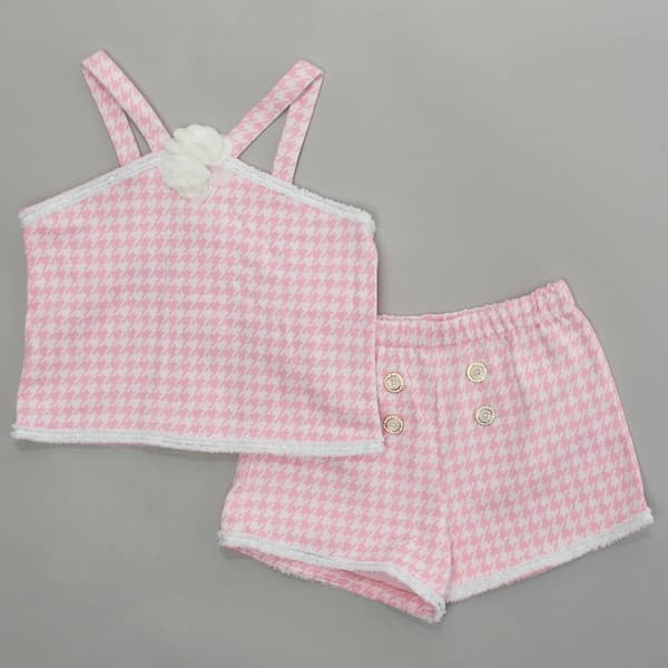 Girls (4-6x) Kids Headquarters(R) 2pc. Pink Houndstooth Set - image 