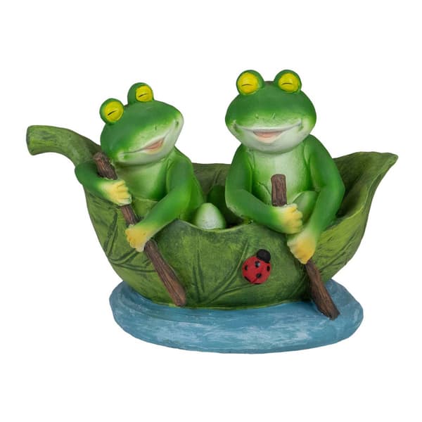Northlight Seasonal 10in. Frogs in a Lily Pad Garden Statue - image 
