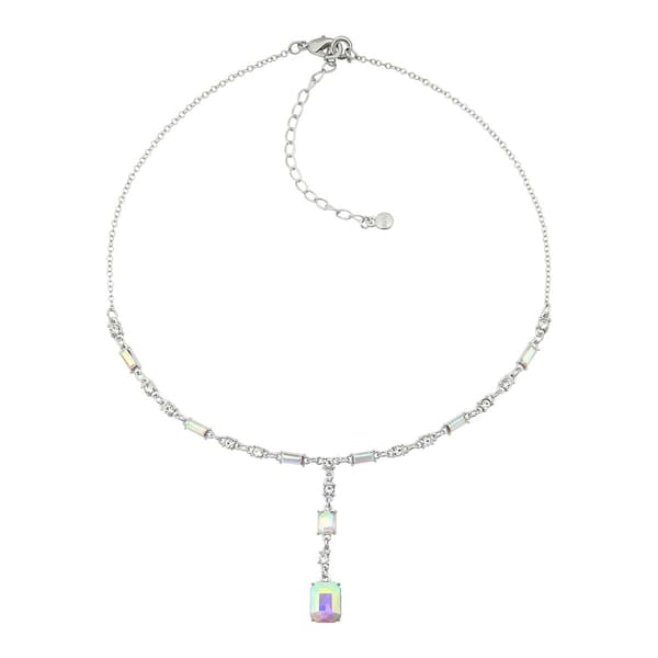 Roman Silver-Tone AB Glass Y-Necklace - image 