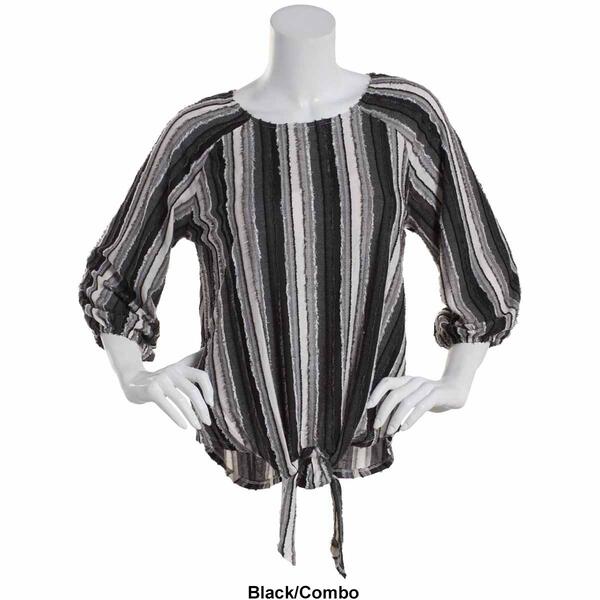 Plus Size Preswick & Moore 3/4 Sleeve Tie Front Knit Blouse