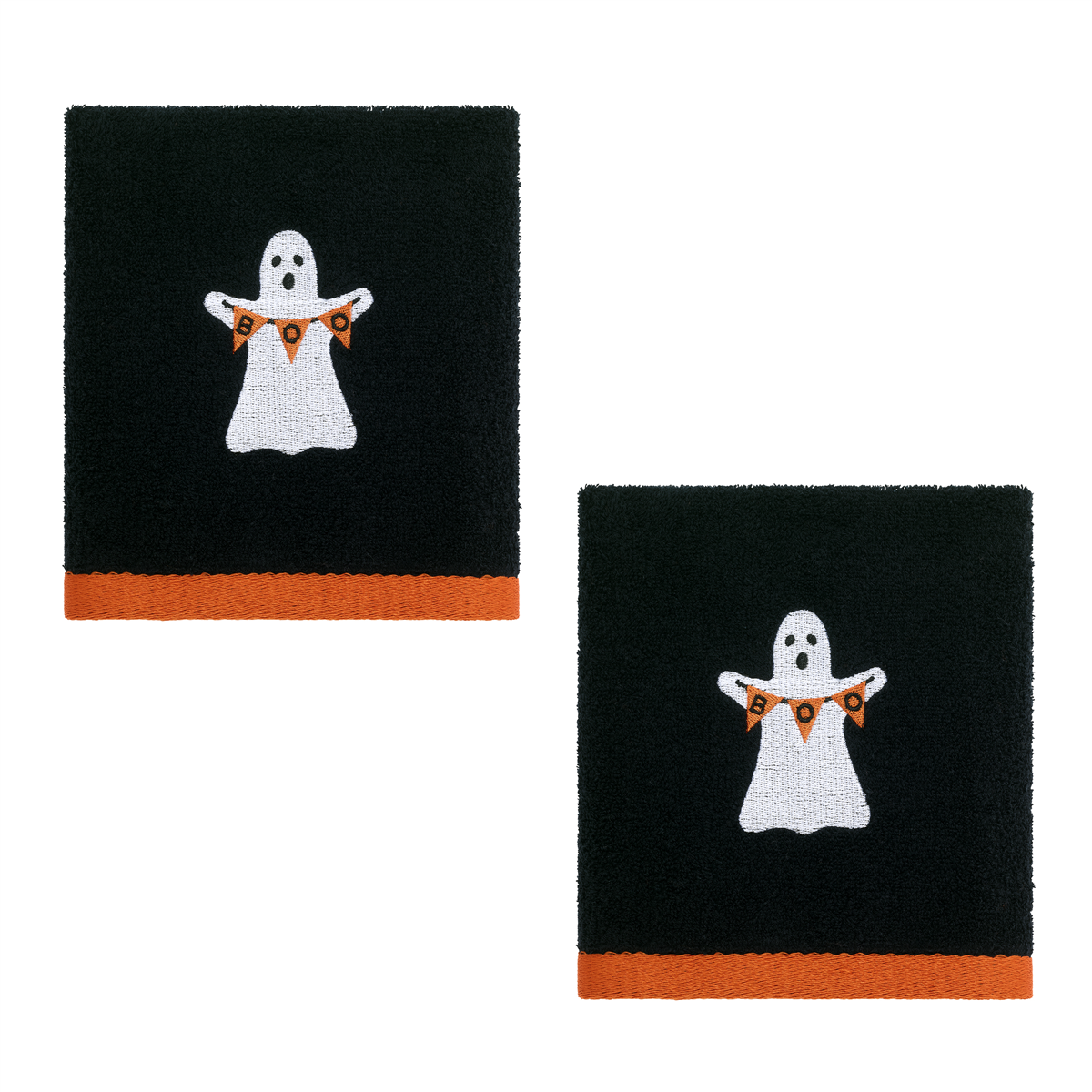 Avanti Ghost Boo Halloween 2pk. Embroidered Hand Towels