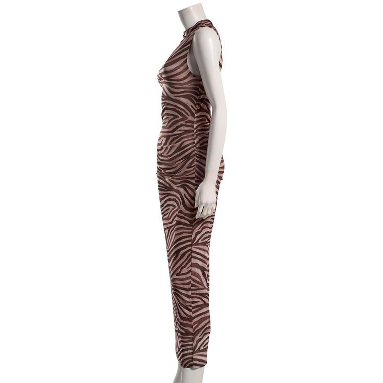 Juniors Madden Girl Zebra Mesh Funnel Neck Maxi Dress