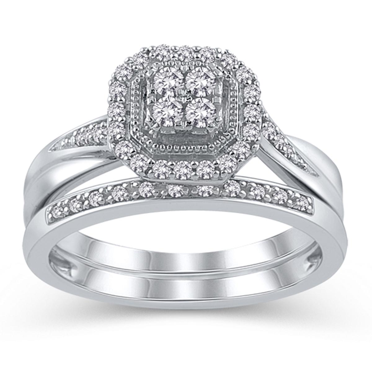 LoveBlooms™ 10kt. White Gold Cluster Bridal Set