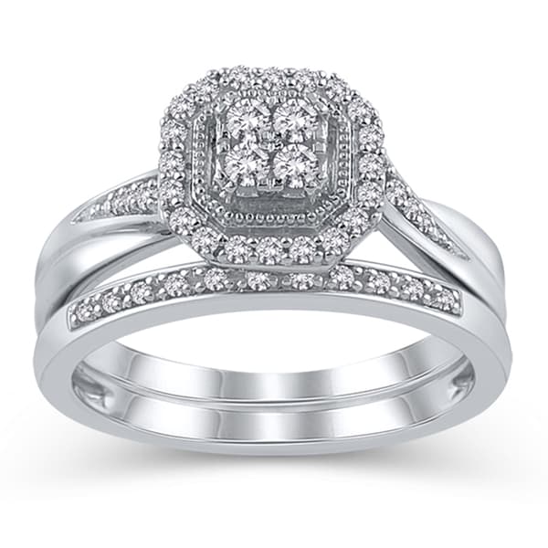 LoveBlooms&#40;tm&#41; 10kt. White Gold Cluster Bridal Set - image 