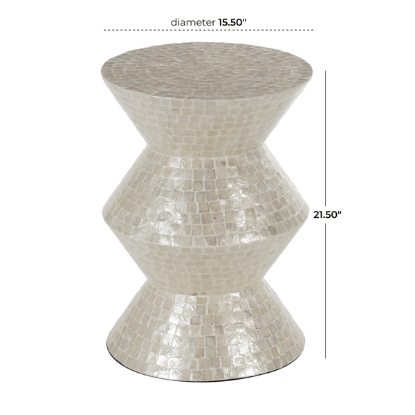 9th & Pike® Contemporary Cream Capiz Shell Accent Table