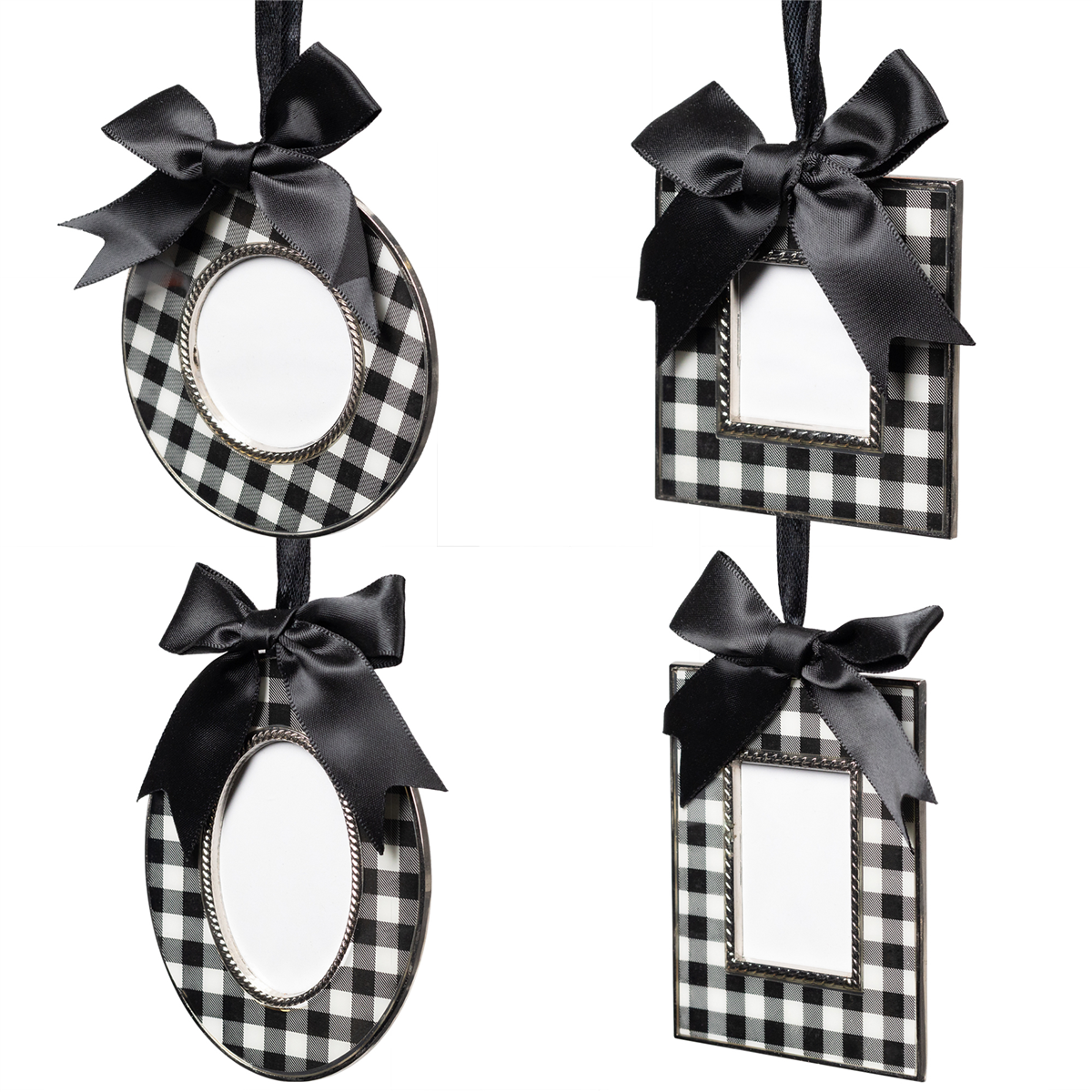 Northlight 4ct. Plaid Photo Frame Christmas Ornaments with Bows