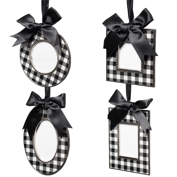 Northlight 4ct. Plaid Photo Frame Christmas Ornaments with Bows