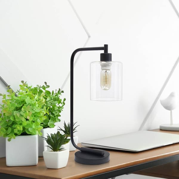 Lalia Home Studio Loft Modern Matte Iron Desk Lamp w/Glass Shade
