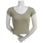 Juniors Derek Heart Ribbed Cap Sleeve V-Neck Tee - image 1