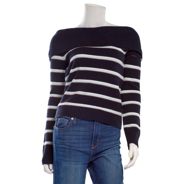 Juniors Pink Rose Jersey Marilyn Pullover Sweater - Stripes