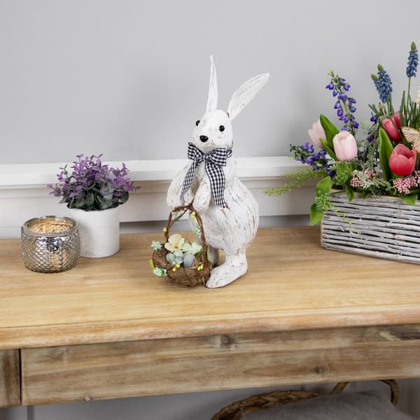 Northlight Seasonal Rustic Rabbit w/ Easter Basket Figurine