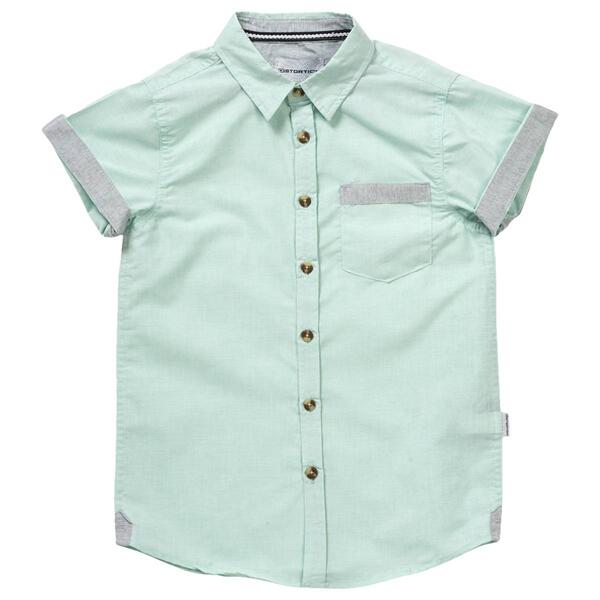 Boys &#40;4-7&#41; Distortion Solid Short Sleeve Button Down - image 
