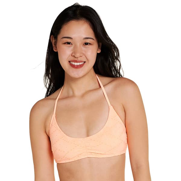 Juniors California Sunshine Floral Crochet Bralette Swim Top - image 