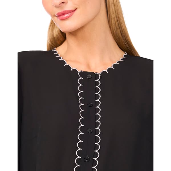 Womens Cece Long Sleeve Button Down Scallop Detail Blouse
