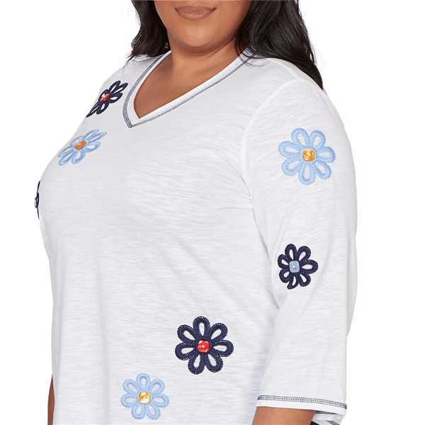 Plus Size Alfred Dunner Port Side Floral Embroidery Blouse