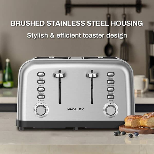 Ramjoy 4-Slice Stainless Steel Toaster