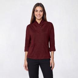 Petite Notations 3/4 Sleeve Solid Button Collar Blouse w/ Pockets