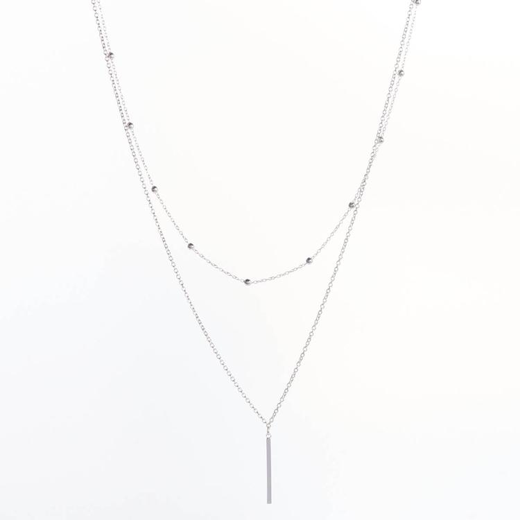 Design Collection Silver Plated 18in. Necklace with Bar Pendant