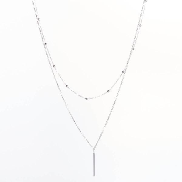 Design Collection Silver Plated 18in. Necklace with Bar Pendant - image 