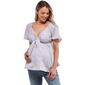 Womens Times Two Short Sleeve Tie Front Plaid Maternity Top - image 1