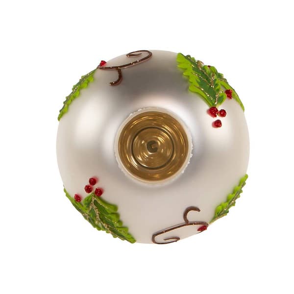 Kurt Adler 12in. Glass Holly & Cardinal Tree Topper