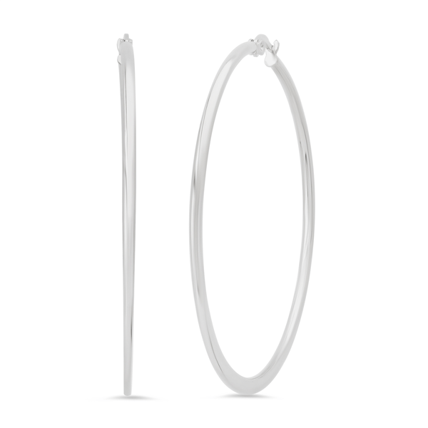 Saffron 60mm Stainless Steel-Polished Flat-Bottom Hoop Earrings