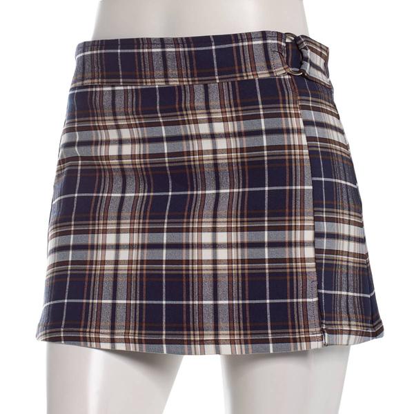 Juniors Zoe & Phoebe Plaid Millennium O-Ring Mini Skort