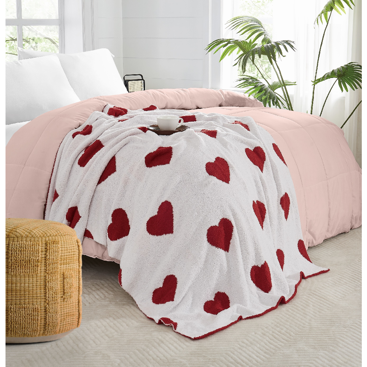 Truly Soft Cozy Hearts Reversible Throw Blanket