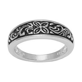 Marsala Silver Plated Antique Flower Scroll Band