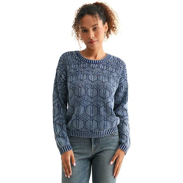 Womens CITY BLUES Long Sleeve Crew Neck Distress Sweater