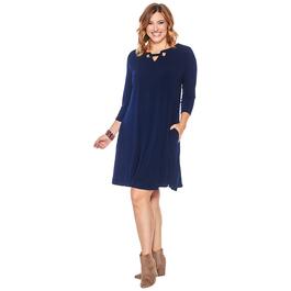 Plus Size Nina Leonard 3/4 Sleeve Solid Shift Dress