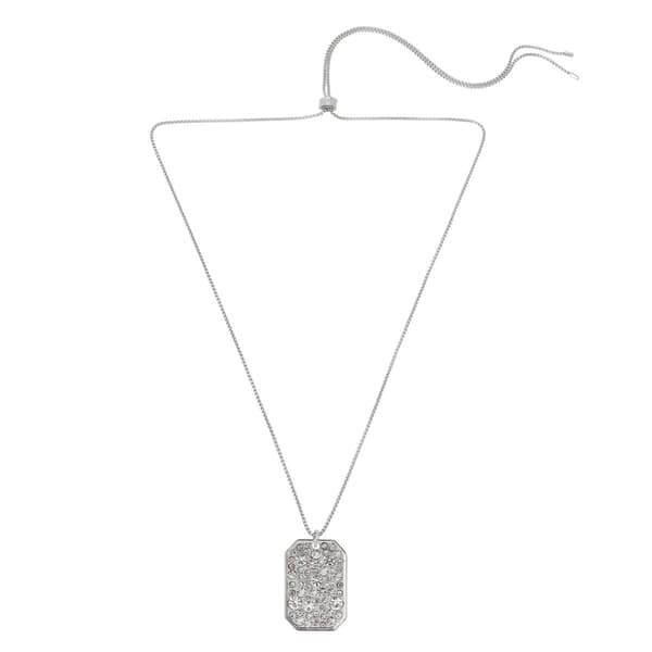 Steve Madden Pave ID Tag Pendant Slider Necklace - image 