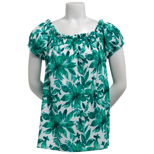 Womens BB Dakota Off The Shoulder Puff Sleeve Leaf Blouse - image 