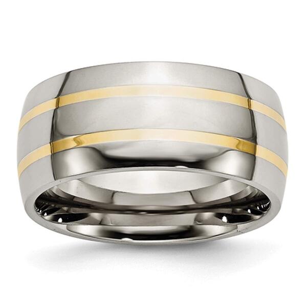 Mens Endless Affection&#40;tm&#41; 14kt. Yellow Inlay 10mm Wedding Band - image 