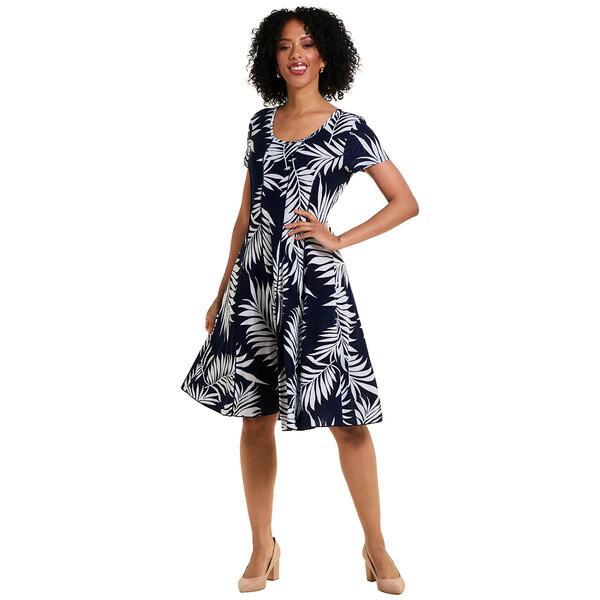 Womens Sami & Jo Short Sleeve Leaf Embroidered Jacquard Dress - image 
