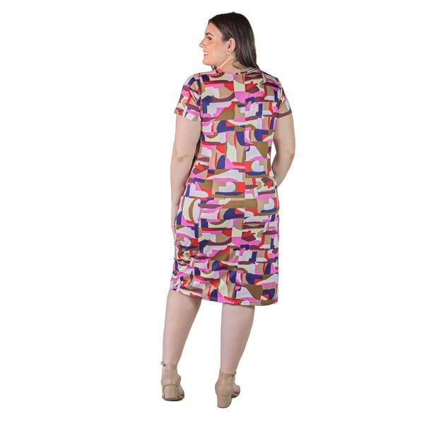 Plus Size 24/7 Comfort Apparel Knee Length Faux Wrap Dress