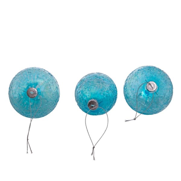 Kurt S. Adler 80MM Blue Glass Ball Ornaments - Set of 3