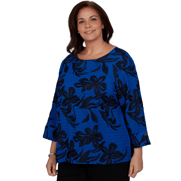 Plus Size Alfred Dunner Dinner Theater Textured Floral Blouse